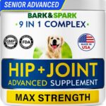 Bark&Spark Senior Advanced Glucosamine Chondroitin for Dogs - Hip Joint Pain Relief - Old Dog Joint Chews Large & Small Breed - Hip Joint Chews Joint Health Care Treats - 120Ct