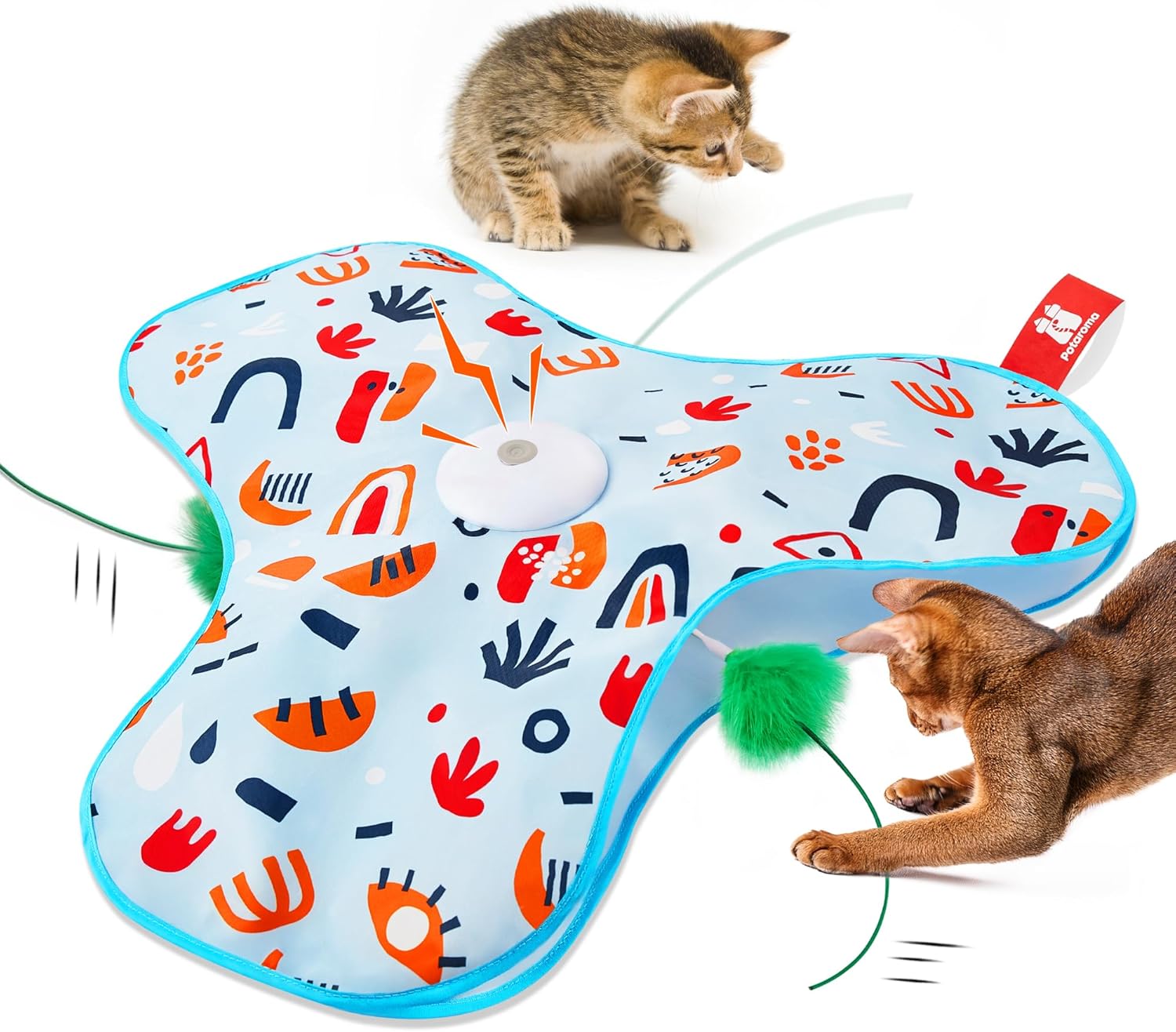 Potaroma Hide and Seek Interactive Cat Toys, Moving Concealed Wand Feather, Automatic Chargeable Indoor Kitten Exercise Kicker, Mouse Squeaky, Floral Cover Potaroma Hide and Seek Interactive Cat Toys, Moving Concealed Wand Feather, Automatic Chargeable Indoor Kitten Exercise Kicker, Mouse Squeaky, Floral Cover