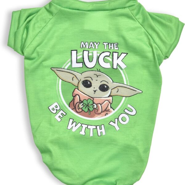Star Wars Grogu May The Luck Be with You Tee for St. Patrick's Day | Small Dog Clothing, Cute Dog Shirt