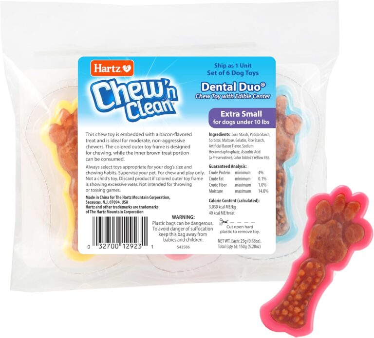 Hartz Chew 'n Clean Dental Duo Dog Treat & Chew Toy, Color Varies, Extra Small, 6 Count