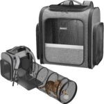 Cat Backpack with Detachable Play Tunnel, 2 in 1 Cat Tunnel Backpack Suitable for Carrying & Playing, Expandable Dog Backpack for Small Medium Kitten Puppy, Suitable for Travel Hiking Camping