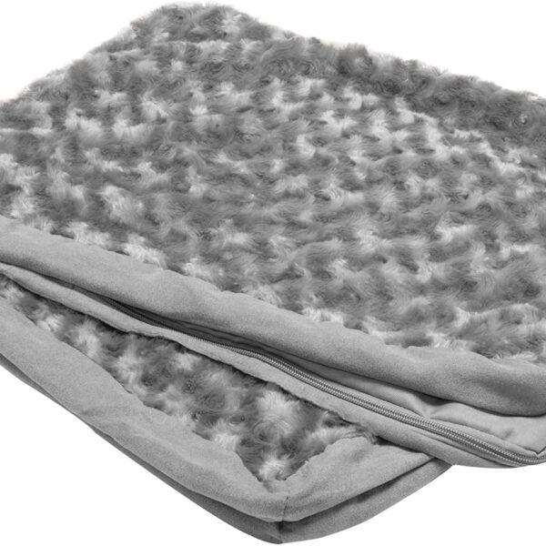 Furhaven Replacement Dog Bed Cover Ultra Plush Faux Fur & Suede Mattress, Machine Washable - Gray, Jumbo (X-Large)
