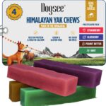Dogsee Multiflavor Yak Chews (Strawberry, Blueberry, Peanut Butter & Mint) 280g Medium (4 Bars) | Himalayan Yak Cheese Chews for Dogs | Flavored Dental Treats for Dogs | Dog Treats Rawhide Free
