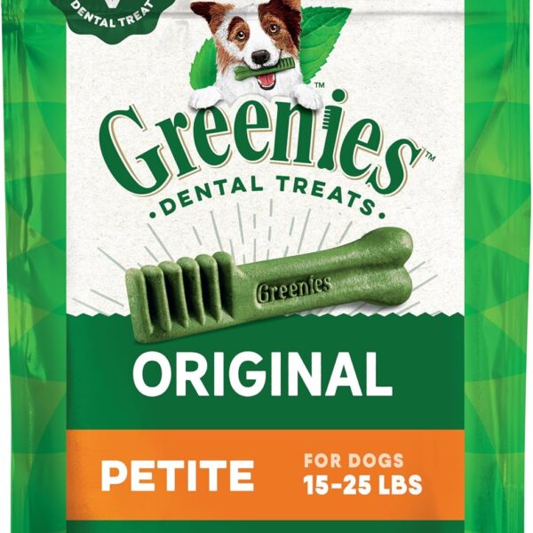 Greenies Veterinarian-Recommended Adult Natural Dental Dog Treats Petite Size, Original Flavor, 3 oz. Pack, 5 Count