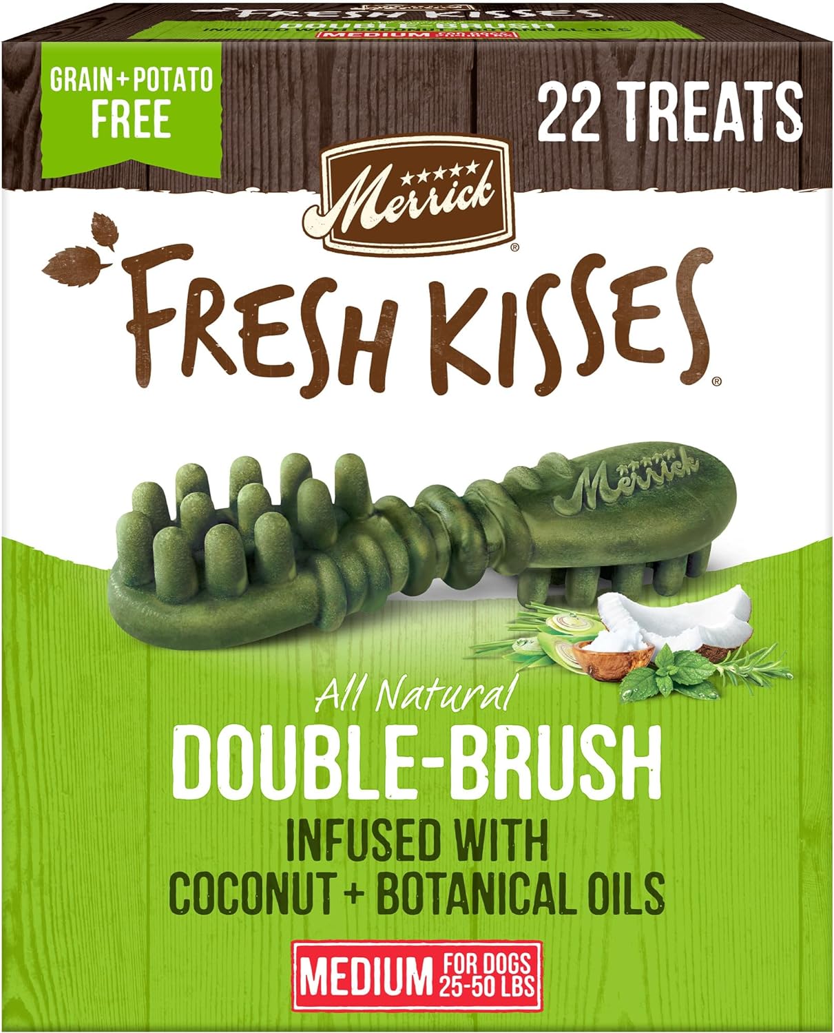 Merrick Fresh Kisses Natural Dental Chews Infused With Coconut And Botanical Oils For Medium Dogs 25-50 Lbs - 22 ct. Box Merrick Fresh Kisses Natural Dental Chews Infused With Coconut And Botanical Oils For Medium Dogs 25-50 Lbs - 22 ct. Box