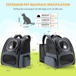 Bubble Cat Backpack Carrier, Expandable Cat Carrier Backpack,Breathable Pet Backpack for Medium Cat,Kitten and Small Puppy, Large Space,Portable Bags Foldable Dog Backpack for Traveling,Hiking(Grey)