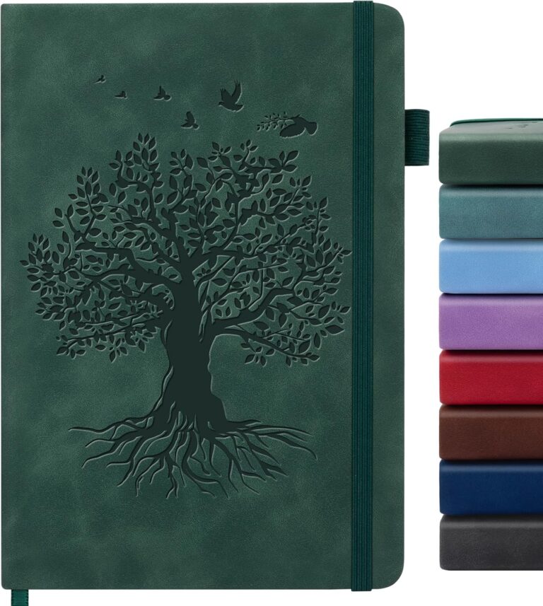 ALKALO Lined Journal Notebook for Women Men, A5 Hardcover Leather Journals for Writing, 200 Pages Thick Paper, Daily Journal Notebook for Work, School, Note Taking, Business, Travel, College Ruled