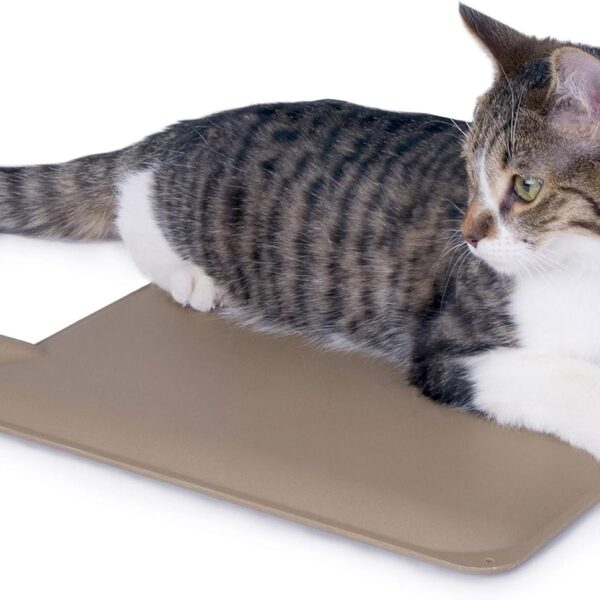 K&H Pet Products Heated Extreme Weather Outdoor Kitty Pad Petite, Waterproof Heated Cat Mat, Pet Warmer for Outside Feral Cat Houses, Indoor Outdoor Warming Pet Mat - Petite 12 X 9in Tan 25W
