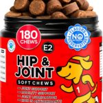 Hip & Joint Supplement for Dogs - Dog Treats with Glucosamine Chondroitin & Hyaluronic Acid - Chews for Mobility Support - Pain and Inflammation Relief - Tasty Dog Supplements for Comfort - 180 Count