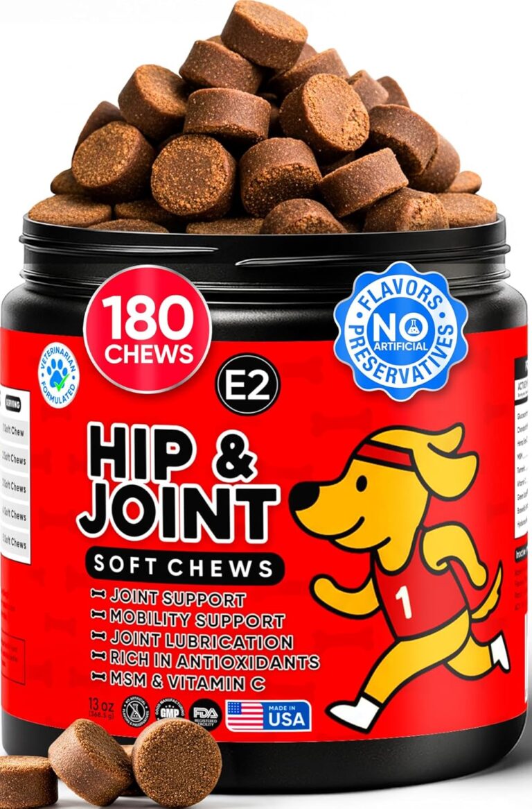 Hip & Joint Supplement for Dogs - Dog Treats with Glucosamine Chondroitin & Hyaluronic Acid - Chews for Mobility Support - Pain and Inflammation Relief - Tasty Dog Supplements for Comfort - 180 Count