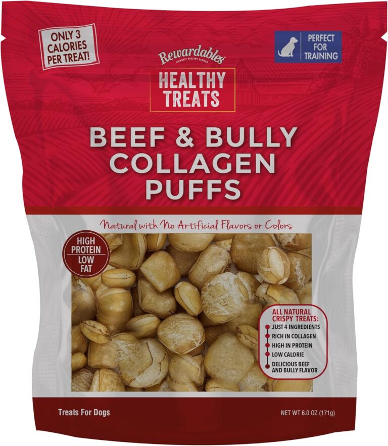 Rewardables Beef & Bully Collagen Puff Treats for Dogs for Rewarding and Training | 6 oz Bag