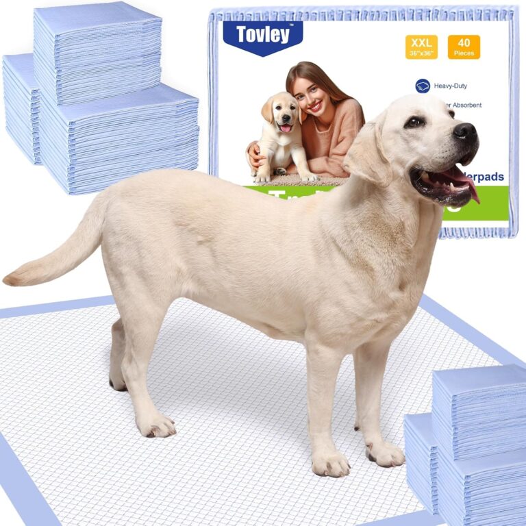 Tovley Extra Large Dog Pee Pads 36x36, Thick 6-Layer Extra Absorbent Leak-Proof Pads for Large Dogs, Quick-Dry No-Track Dog Pads, Jumbo Heavy Duty Disposable Pads (40 Count)