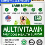 BARK&SPARK Dog Vitamins & Supplements - Multivitamin Chewable Treats for Dogs - Glucosamine Chondroitin for Joint Support + Omega for Skin & Coat + Probiotics - Multi Vitamin for Pets Health - 120Ct