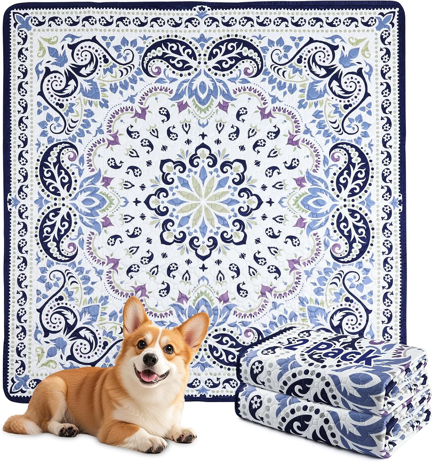 Mozin Washable Pee Pads for Dogs, 2 Pack Super Absorbent Reusable Puppy Pads Waterproof, Leak-Proof & Non-Slip Whelping Pad for Potty Training, Playpens, Crates, Floors, Beds, and Couches 36"x36" Mozin Washable Pee Pads for Dogs, 2 Pack Super Absorbent Reusable Puppy Pads Waterproof, Leak-Proof & Non-Slip Whelping Pad for Potty Training, Playpens, Crates, Floors, Beds, and Couches 36"x36"