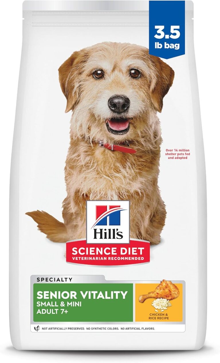 Hill's Science Diet Senior Vitality Adult 7+ Small & Mini Breeds Dry Dog Food, Chicken & Rice, 3.5 lb. Bag