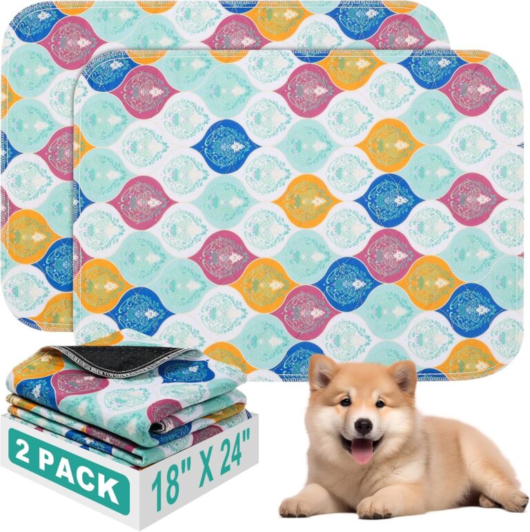 Washable Pee Pads for Dogs, Stylish Absorbent Reusable Training Dog Pads, Non-Slip and Leak-Proof Puppy Pads, Potty Pads for Crates, Whelping, Playpen, Bed and Floors, Bohemian Pattern 2 Pack 18" x24"