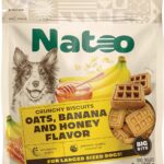 NATOO Dog Treats for Large Breed, Crunchy Biscuits Oats Banana and Honey, Natural Dog Treats, Rich in Omega 6, Prebiotics and Fiber, Antioxidants for Immunity, 8oz