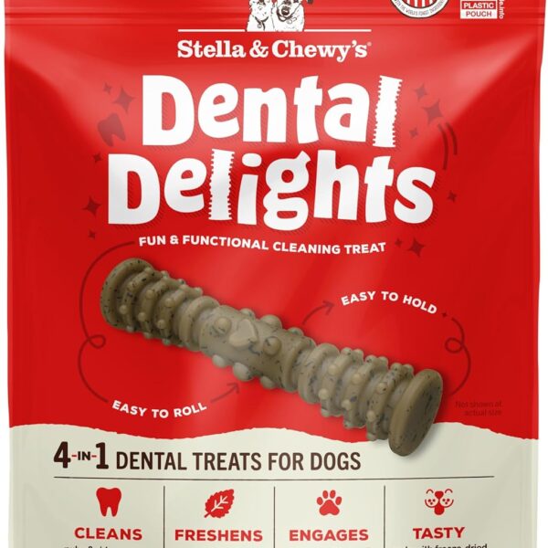 Stella & Chewy's Dental Delights - Freeze-Dried Raw Chicken Dental Treats for Small Dogs - Teeth Cleaning & Breath Freshening Chews with Ridges & Nubs - Made in USA - 10.5 oz - 21 Small Treats