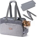 Cat Carrier Bag for Pets Up to 15 Lbs, Fully Open Mesh Roof, Side Vent & 3 Storage Pockets, Cat Dog Crate Travel Bag, Portable & Comfort Soft-Sided Dog Travel Bag, Grey