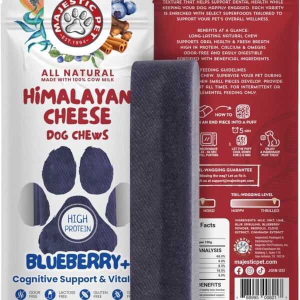 Majestic Pet Himalayan All-Natural Yak Style Cheese Dog Chews Made with 100% Cows Milk- Long Lasting Dental Chew for Dogs - Healthy Pet Treats (Cognitive Support & Vitality, Large, 1 Pack)