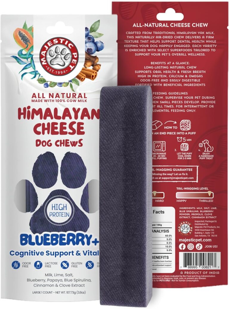 Majestic Pet Himalayan All-Natural Yak Style Cheese Dog Chews Made with 100% Cows Milk- Long Lasting Dental Chew for Dogs - Healthy Pet Treats (Cognitive Support & Vitality, Large, 1 Pack)