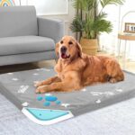 Waterproof Dog Bed for Large Dog, Memory Foam Orthopedic Dogs Beds & Furniture for Large Sized Dogs, Anti-Slip & Washable Puppy Mat for Sleeping, Plush Flannel Top Pet Beds, Grey
