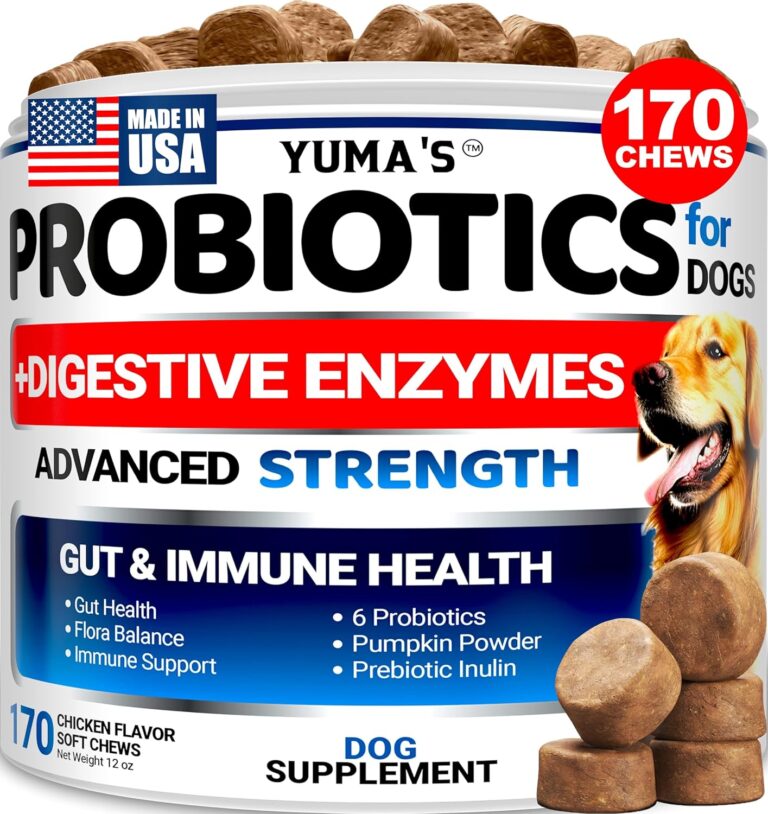 Probiotics for Dogs and Digestive Enzymes - 170 Dog Probiotics Chews - Dog Probiotic - Anti Diarrhea, Upset Stomach & Gas Relief, Constipation, Canine Prebiotic - Pet Fiber Supplement - Gut Health