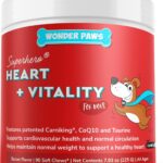 Wonder Paws Cardio Support for Dogs  Cardiovascular Chews Heart Health, Circulation, Energy & Weight Management - with L-Carnitine, Hawthorn Berry, Coenzyme Q10 & Taurine for Dogs  90 Soft Chews