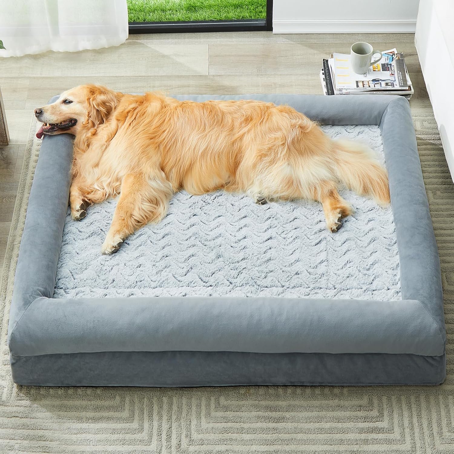 WNPETHOME XL Extra Large Dog Bed, Washable Dog Couch with Removable Waterproof Cover, Orthopedic Large Pet Sofa Bed with Bolster Sides for Sleeping WNPETHOME XL Extra Large Dog Bed, Washable Dog Couch with Removable Waterproof Cover, Orthopedic Large Pet Sofa Bed with Bolster Sides for Sleeping