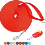 BAAPET 15/20/30/50/100 ft Long Dog Training Leash with Clickers for Small, Medium and Large Dogs or Cats (100 Feet, Red)