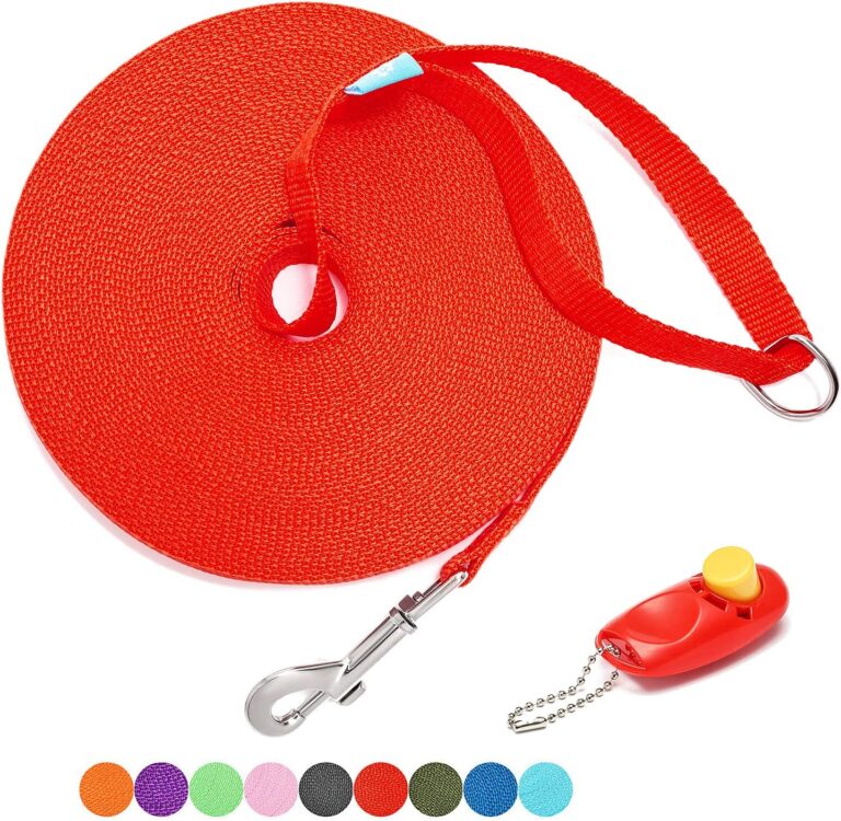 BAAPET 15/20/30/50/100 ft Long Dog Training Leash with Clickers for Small, Medium and Large Dogs or Cats (100 Feet, Red)