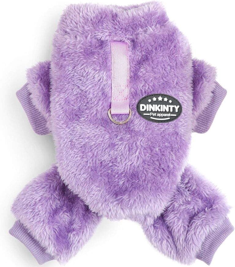 Dog Sweaters for Small Dogs Puppy Pjs Fleece Dog Pajamas Winter Warm Doggie Sweater Thermal Stretchy Jumpsuit Pet Clothes Outfits Cat Apparel (Purple, XX-Small)