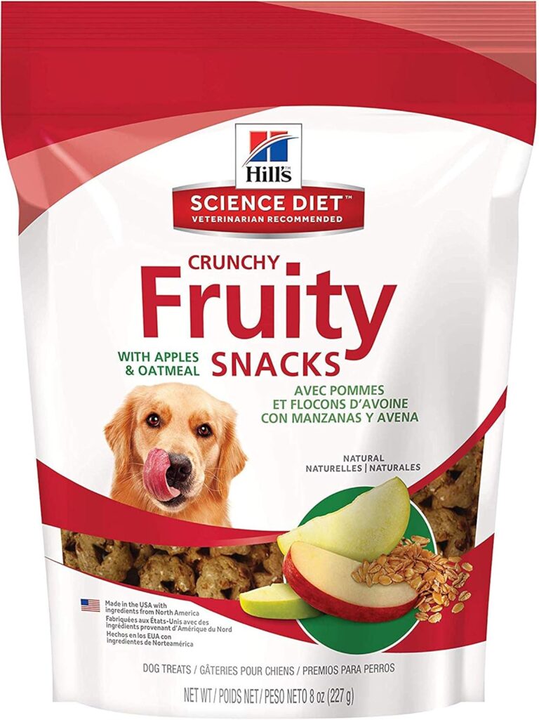 Hill's Natural Fruity Crunchy Snacks, All Life Stages, Great Taste, Dog Treats, Apples & Oatmeal, 8 oz Bag