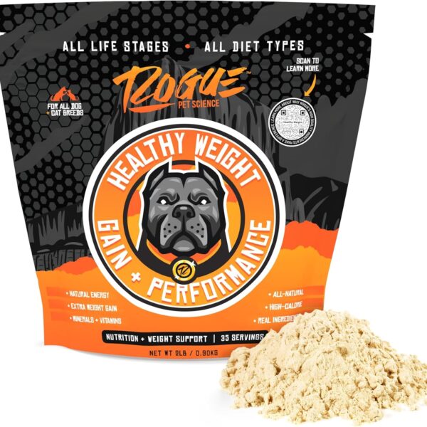 ROGUE PET SCIENCE Healthy Weight - Natural Weight Gainer for Dogs - High Calorie Tasty Dog Food & Cat Food Topper - Supports Weight Gain, Gut Health & Digestion - Helps Provide Natural Energy (2 lbs)