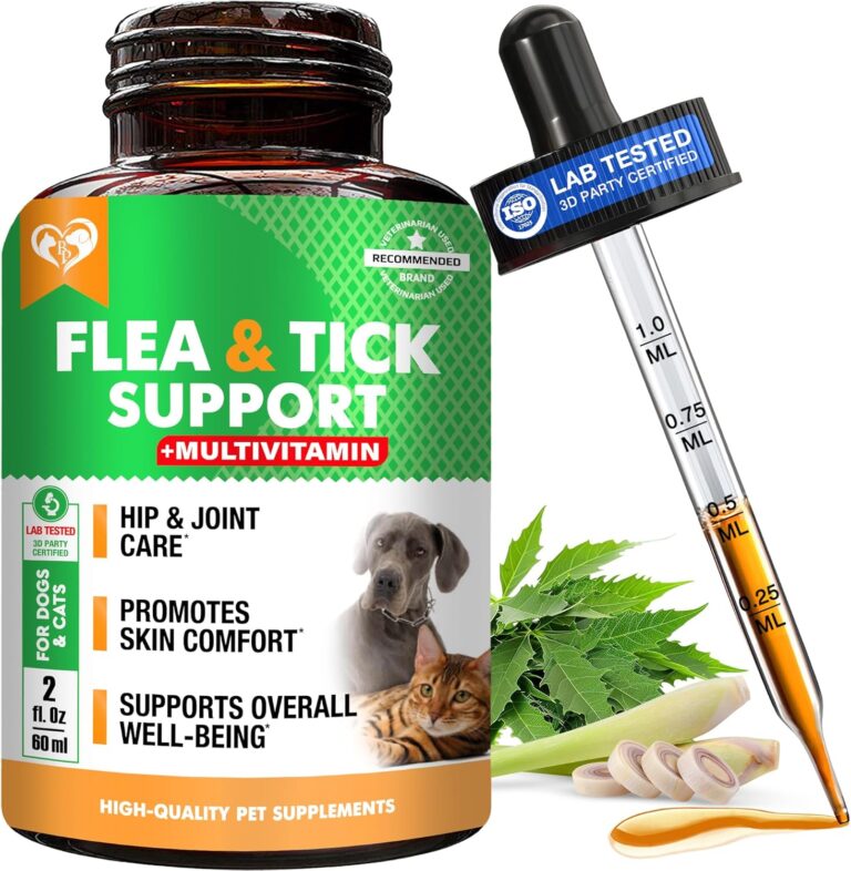 Oral Flea & Tick Prevention for Dogs and Cats - Natural Flea Control and Medicine & Treatment for Small and Large Dogs - Multivitamin Drops Supplements for Pets Made in USA