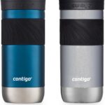 Contigo Byron 2.0 Snapseal Insulated Stainless Steel Travel Mug with Grip 2-pack, 16oz, Blueberry Satin & Gold Morel