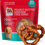 Country Kitchen Peanut Butter Rawhide Free Rings Dog Chews, 21 Count