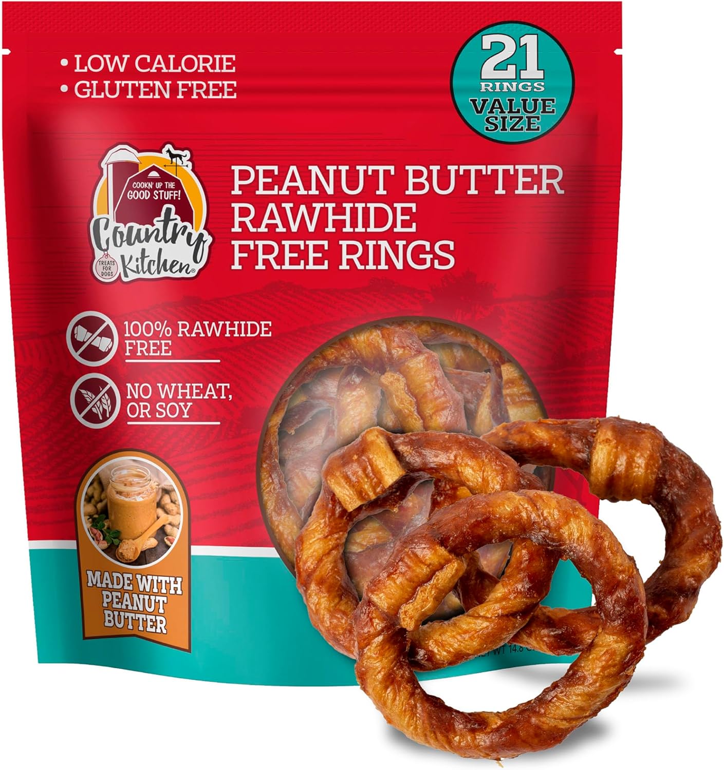 Country Kitchen Peanut Butter Rawhide Free Rings Dog Chews, 21 Count Country Kitchen Peanut Butter Rawhide Free Rings Dog Chews, 21 Count
