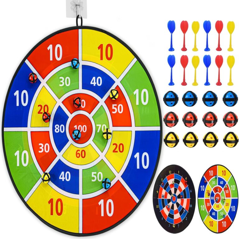 ROYPOUTA Dart Board Games for Kids Ages 3-12, Sticky Dart Board with 12 Balls & 12 Darts, Indoor Outdoor Toys for Boys, Party Birthday Gifts