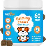 INNER PAW Calming Chews for Dogs  Hemp, Chamomile & Passion Flower  Natural Calming Aid for Stress, Relaxation, Travel & Separation  Duck Flavor Soft Chews Made in USA, 60 Count