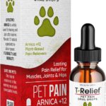 T-Relief Pet Pain Relief Drops Arnica +12 Powerful Natural Medicines Help Reduce Muscle Joint & Hip Pain Soreness Stiffness Injuries in Dogs & Cats - Fast-Acting Soother - 1.69 oz