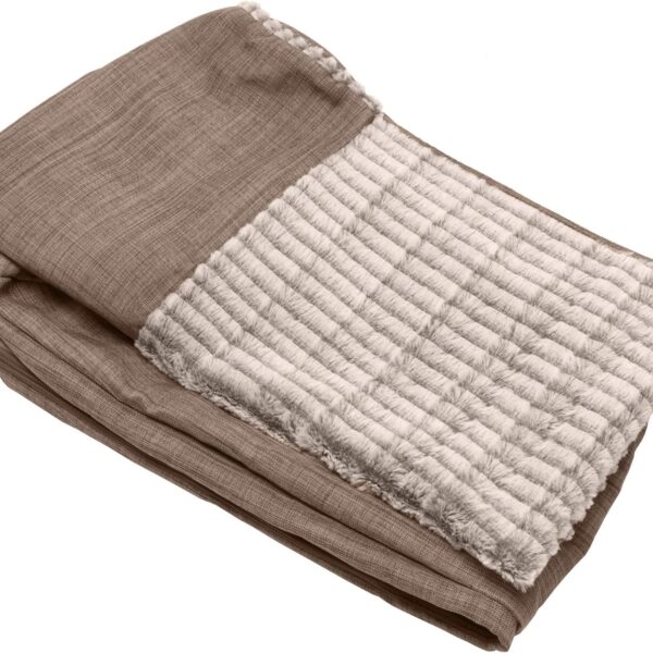 Furhaven Replacement Dog Bed Cover Luxe Faux Fur & Performance Linen Sofa-Style, Machine Washable - Woodsmoke, Jumbo (X-Large)