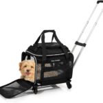 Cozy Cruiser Airline Approved Top-Expanding Pet Carrier on Wheels- Extra Spacious Soft Lined Carrier! 18x11x11 (Black, Original Mesh Sides)