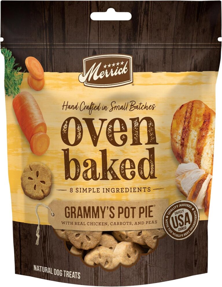 Merrick Oven Baked Natural And Crunchy Bag Of Treats, Dog Chicken Treats, Grammys Pot Pie With Real Chicken - 11 oz. Bag
