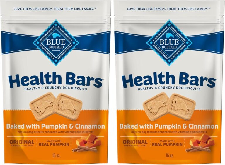 Blue Buffalo Health Bars Crunchy Dog Biscuits, Oven-Baked with Natural Ingredients, Pumpkin & Cinnamon, 16-oz Bag (Pack of 2)