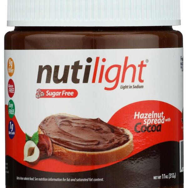 Nutilight, Hazelnut Spread with Cocoa, Sugar Free, Keto and Diabetic Friendly, Low Net Carb, Non-GMO, Naturally Sweetened with Stevia. (1 Jar, 11 oz)