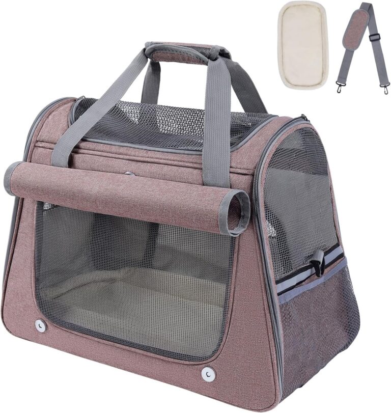 Airline Approved Soft-Sided Pet Carrier for Cats & Small Dogs - Ventilated Travel Bag with Removable Mat, Under 15 lbs, Red