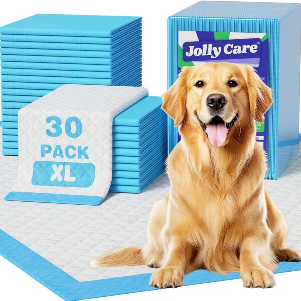 Jolly Care Extra Large Puppy Dog Pee Pads 28" x 34"-30 Count, Super Absorbent Disposable Dog Training Pads, Quick Drying, Leak-Proof, Ultra Thick Potty Pads for Dogs, Puppies, Doggie, Cats, Rabbits