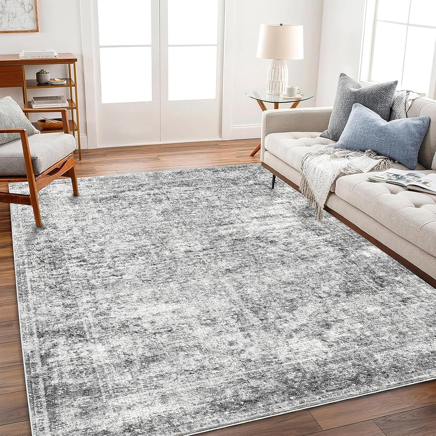 Area Rug 6x9 Washable Rug Gray Vintage Traditional Floor Cover Thin Rug Retro Kitchen Indoor Distressed Non Slip Carpet Floral Print Mat Living Room Bedroom Dining Room Area Rug 6x9 Washable Rug Gray Vintage Traditional Floor Cover Thin Rug Retro Kitchen Indoor Distressed Non Slip Carpet Floral Print Mat Living Room Bedroom Dining Room