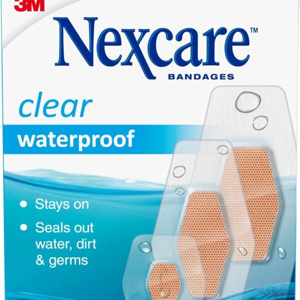 Nexcare Waterproof Clear Bandages, Covers And Protects, 360 Degree Seal Around The Pad Offers Exceptional Protection Against Water, Dirt, And Germs, Assorted Sizes, 100 Count